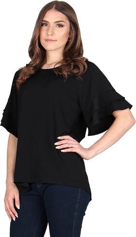 Lildy Women's Solid Back Slit Tunic, Loose Casual Stretchable Pullover in Saudi Arabia