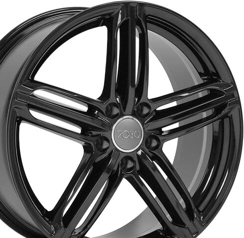 OE Wheels AU12 18 Inch Rim Fits RS6 Style 5x112 18x8 Gloss Black - Hollander 58840 (1) in Saudi Arabia