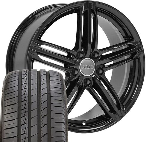 OE Wheels AU12 18 Inch Rim Fits RS6 Style 5x112 18x8 Gloss Black - Hollander 58840 (1) in Saudi Arabia