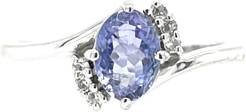 Genuine Blue Tanzanite, White Topaz 925 Solid Sterling Silver Engagement Ring Size 6.75, 7, 7.75, 8, 8.75, 9 in Kuwait