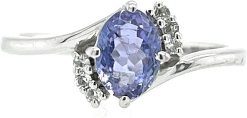Genuine Blue Tanzanite, White Topaz 925 Solid Sterling Silver Engagement Ring Size 6.75, 7, 7.75, 8, 8.75, 9 in Kuwait