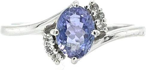 Genuine Blue Tanzanite, White Topaz 925 Solid Sterling Silver Engagement Ring Size 6.75, 7, 7.75, 8, 8.75, 9 in Kuwait
