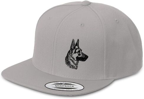 Snapback Hat for Men Flat Bill Left Side Panel Hats Black German Shepherd Head Embroidered Flat Bill Hat Acrylic in Saudi Arabia