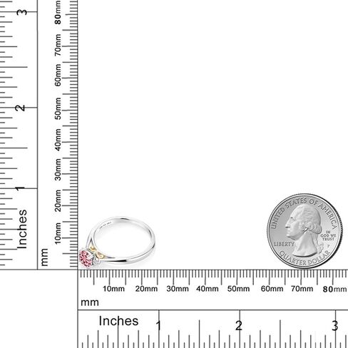 Gem Stone King 925 Sterling Silver and 10K Yellow Gold Pink Moissanite and White Lab Grown Diamond Engagement Ring For Women | 0.54 Cttw Round 5MM and 1.6MM in Saudi Arabia