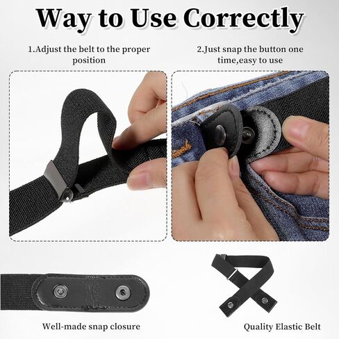 5 Pcs Buckleless Belts for Women, Stretchable Invisible Belt 60-104cm, No Metal Buckle Elastic Waistband for Office, Travel & Daily Wear, 3cm Wide (5 Colors) in Kuwait