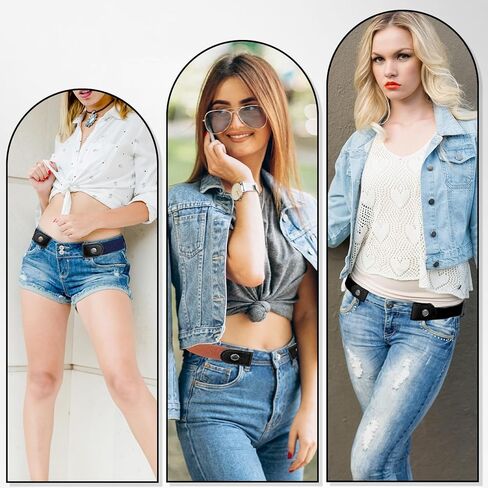 5 Pcs Buckleless Belts for Women, Stretchable Invisible Belt 60-104cm, No Metal Buckle Elastic Waistband for Office, Travel & Daily Wear, 3cm Wide (5 Colors) in Kuwait