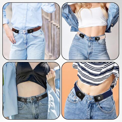 5 Pcs Buckleless Belts for Women, Stretchable Invisible Belt 60-104cm, No Metal Buckle Elastic Waistband for Office, Travel & Daily Wear, 3cm Wide (5 Colors) in Kuwait
