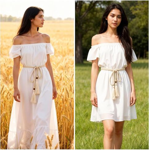 Cotton Long Rope Belt for Women, Tassel Braided Waist Rope Belts, Cotton Boho Waistband Ropes Tie Belt for Women Dress Skirt, Costume Accessory in Saudi Arabia