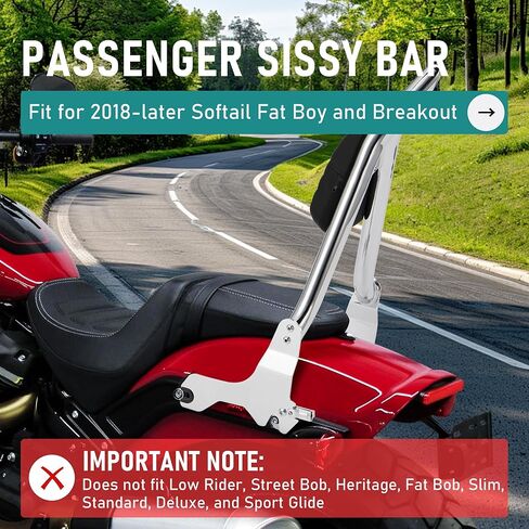 مسند ظهر MoKitDora Softail Sissy Bar مقاس 26 بوصة قابل للفصل لـ Harley 2018-UP Fat Boy FLFB FLFBS Breakout FXBR FXBRS، أسود in Kuwait