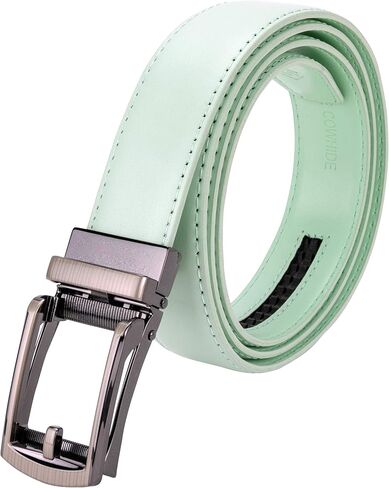 حزام سقاطة جلدي للنساء، حواف تناسب الخصر من 18 بوصة إلى 44 بوصة، بدون ثقوب، معبأ في صندوق هدايا (W726X أخضر نعناعي، عرض 30 مم) in Kuwait