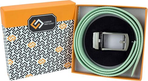 حزام سقاطة جلدي للنساء، حواف تناسب الخصر من 18 بوصة إلى 44 بوصة، بدون ثقوب، معبأ في صندوق هدايا (W726X أخضر نعناعي، عرض 30 مم) in Kuwait