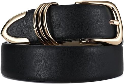 Women's Belts with Gold Buckle Fashion Leather Waist Belt Elegant Ladies Belts in Saudi Arabia
