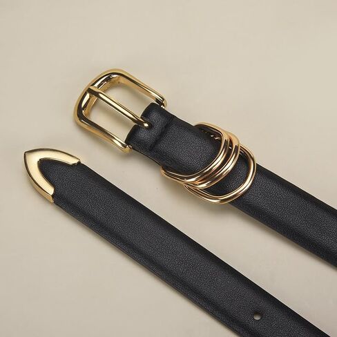 Women's Belts with Gold Buckle Fashion Leather Waist Belt Elegant Ladies Belts in Saudi Arabia