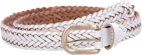 Classic 3/4" (20mm) Skinny Braided Woven Narrow Soft Cowhide Leather Belt in Saudi Arabia