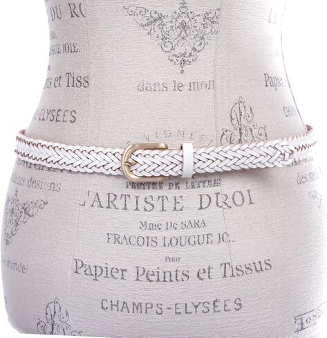 Classic 3/4" (20mm) Skinny Braided Woven Narrow Soft Cowhide Leather Belt in Saudi Arabia
