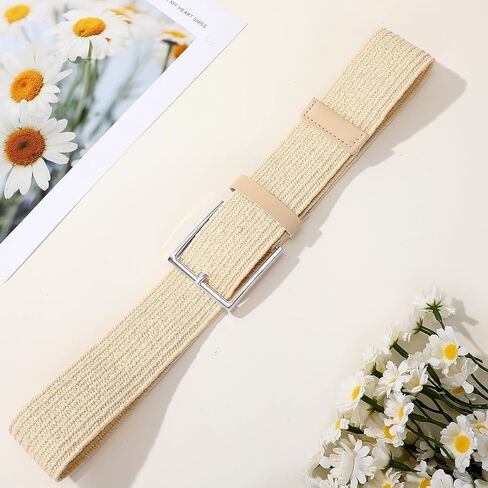 حزام خصر منسوج من القش للنساء، حزام بوهو للسيدات على الموضة مع إبزيم ذهبي in Kuwait