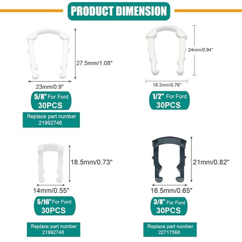 120PCS Fuel Line Retainer Clip Assortment 3/8" 5/16" 1/2" 5/8" Nylon Fuel Line Retaining Clips Kit in Kuwait