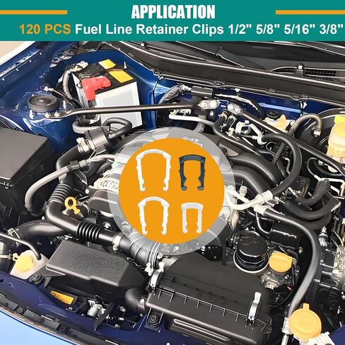 120PCS Fuel Line Retainer Clip Assortment 3/8" 5/16" 1/2" 5/8" Nylon Fuel Line Retaining Clips Kit in Kuwait