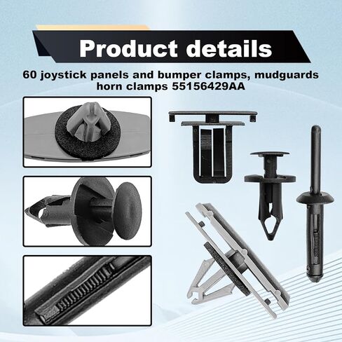 60pcs Wheel Fender Flare Clips Hardware Kit Compatible with Jp Liberty 2006 2007 2008 2009 2010 2011 2012 Fender Flare Retainer Clips Replace OE# 55156429AA 55157055AA 6506007AA 6503598 in Saudi Arabia