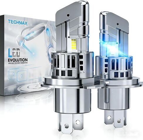 TECHMAX 9005+9006 Bulbs, +600% Ultra Brightness 6500K White 9005 9006 Combo Fog Light Bulb with Cooling Fan, Plug and Play, Pack of 4 in Kuwait