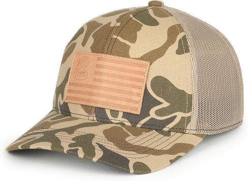 Don’t Tread on Me Camo Trucker Hat – American Flag Patch Snapback Baseball Cap, Woodland Mesh Back Hunting Hat, One Size in Saudi Arabia