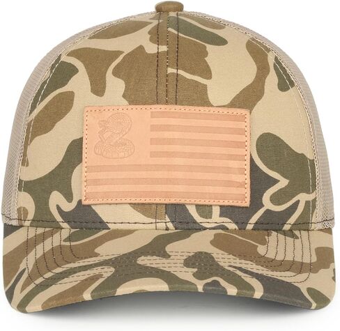 Don’t Tread on Me Camo Trucker Hat – American Flag Patch Snapback Baseball Cap, Woodland Mesh Back Hunting Hat, One Size in Saudi Arabia