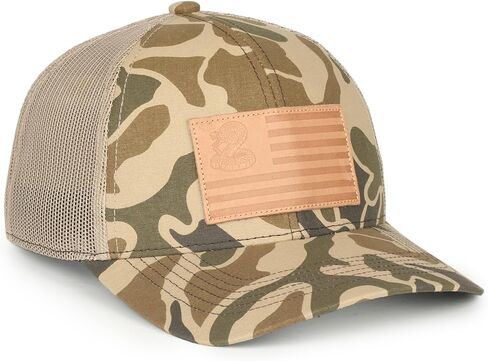 Don’t Tread on Me Camo Trucker Hat – American Flag Patch Snapback Baseball Cap, Woodland Mesh Back Hunting Hat, One Size in Saudi Arabia