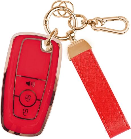 غطاء مفتاح Fob بثلاثة أزرار من مادة TPU لسيارة Ford، حافظة مفتاح Fob لعام 2018 2019 2020 2021 2022 2023 2024 Ford Explorer F-150 Fusion Mustang Escape Edge Bronco Ranger Expedition (أبيض) in Kuwait