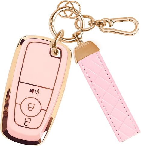 غطاء مفتاح Fob بثلاثة أزرار من مادة TPU لسيارة Ford، حافظة مفتاح Fob لعام 2018 2019 2020 2021 2022 2023 2024 Ford Explorer F-150 Fusion Mustang Escape Edge Bronco Ranger Expedition (أبيض) in Kuwait
