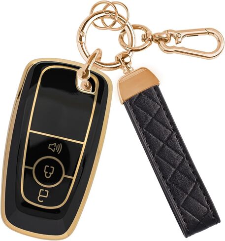 غطاء مفتاح Fob بثلاثة أزرار من مادة TPU لسيارة Ford، حافظة مفتاح Fob لعام 2018 2019 2020 2021 2022 2023 2024 Ford Explorer F-150 Fusion Mustang Escape Edge Bronco Ranger Expedition (أبيض) in Kuwait