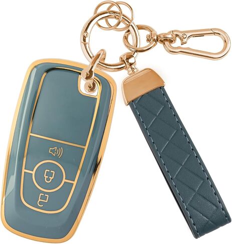 غطاء مفتاح Fob بثلاثة أزرار من مادة TPU لسيارة Ford، حافظة مفتاح Fob لعام 2018 2019 2020 2021 2022 2023 2024 Ford Explorer F-150 Fusion Mustang Escape Edge Bronco Ranger Expedition (أبيض) in Kuwait