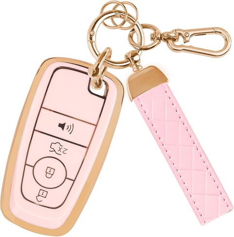 غطاء مفتاح Fob بثلاثة أزرار من مادة TPU لسيارة Ford، حافظة مفتاح Fob لعام 2018 2019 2020 2021 2022 2023 2024 Ford Explorer F-150 Fusion Mustang Escape Edge Bronco Ranger Expedition (أبيض) in Kuwait