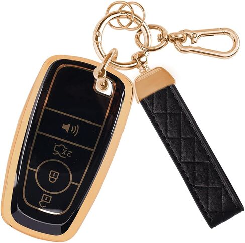 غطاء مفتاح Fob بثلاثة أزرار من مادة TPU لسيارة Ford، حافظة مفتاح Fob لعام 2018 2019 2020 2021 2022 2023 2024 Ford Explorer F-150 Fusion Mustang Escape Edge Bronco Ranger Expedition (أبيض) in Kuwait