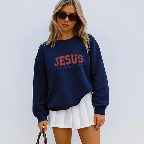 Jesus The Way The Truth and The Life Embroidered Sweatshirt – Christian Faith Gift for Birthday or Christmas Multicolor in Kuwait
