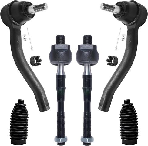 Detroit Axle - 6pc Front Tie Rods Boots for 2006-2010 INFINITI M35 M45, 4 Inner and Outer Tie Rod End Links 2 Boots 2007 2008 2009 Replacement in Saudi Arabia
