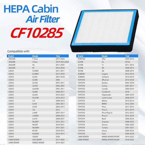 CF10285 Cabin Air Filter with Nutshell Activated Carbon, Compatible with Toyota 4Runner Highlander RAV4 Tundra Camry Corolla Prius Land Cruiser Sequoia Sienna Avalon 2007-2023. in Kuwait