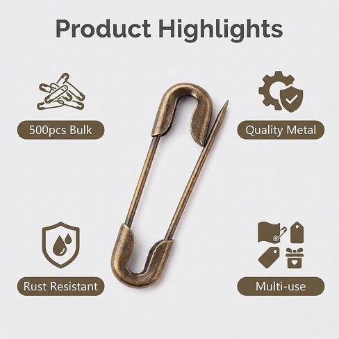 500 قطعة من دبابيس دبوس القرع المعدنية، دبابيس أمان صغيرة، دبابيس علامة الملابس، دبابيس كالاباش دبوس خرزة، دبابيس إبرة تثبيت، أزرار مشبك قفل أمان، إكسسوارات منزلية للخياطة اليدوية (برونزية) in Kuwait