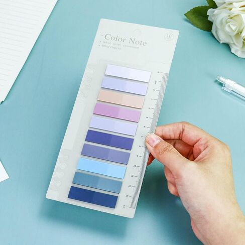 200 Pieces Sticky Tabs for Book, Colorful Sticky Index Tabs 10 Colors Translucent Annotation Tabs, Writable Page Tabs with Ruler, Repositionable Book Labels for Annotating in Saudi Arabia