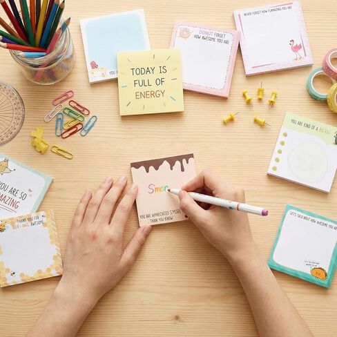9 Pack/450 Sheets Inspirational Sticky Notes Gifts - 9 Various Fun Positive Notepads - Motivational Self-Adhesive Memo PadsGift Bulk for Teacher Nurse Coworkers Office Groups Study Supplies, 3 x 3'' in Kuwait