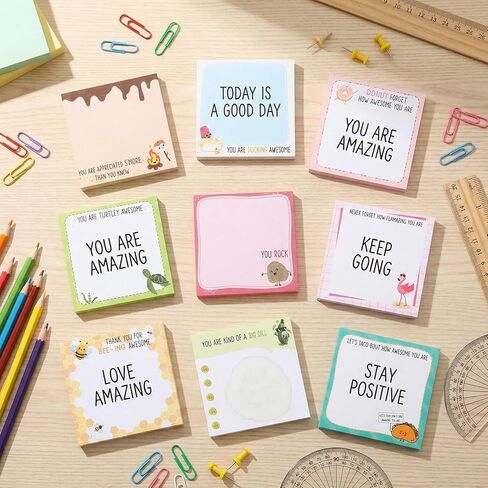 9 Pack/450 Sheets Inspirational Sticky Notes Gifts - 9 Various Fun Positive Notepads - Motivational Self-Adhesive Memo PadsGift Bulk for Teacher Nurse Coworkers Office Groups Study Supplies, 3 x 3'' in Kuwait