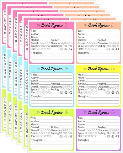 90-Pack Book Review Stickers, 6 Colorful Self-Adhesive Labels for Reading Journals & Book Clubs (2.75x2.95 Inches) in Kuwait