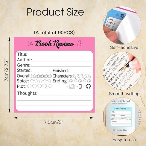 90-Pack Book Review Stickers, 6 Colorful Self-Adhesive Labels for Reading Journals & Book Clubs (2.75x2.95 Inches) in Kuwait