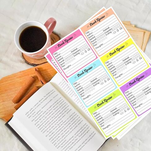 90-Pack Book Review Stickers, 6 Colorful Self-Adhesive Labels for Reading Journals & Book Clubs (2.75x2.95 Inches) in Kuwait