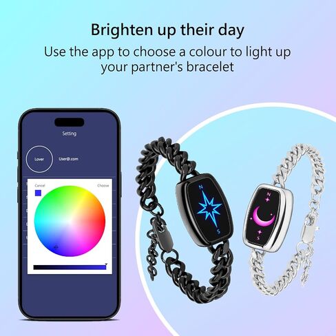 Long Distance Touch Bracelets for Couples, Vibration & Light up | Long Distance Couples Bracelets Relationship Gifts for Girlfriend in Kuwait