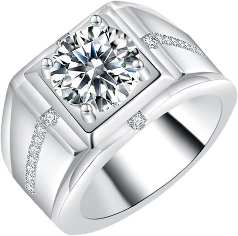 2 Carat Moissanite Ring for Mens D Color VVS1 Lab Created Diamond Wedding Bands Diamond Ring 925 Sterling Silver Round Cut Moissanite Engagement Rings with Certificate in Saudi Arabia