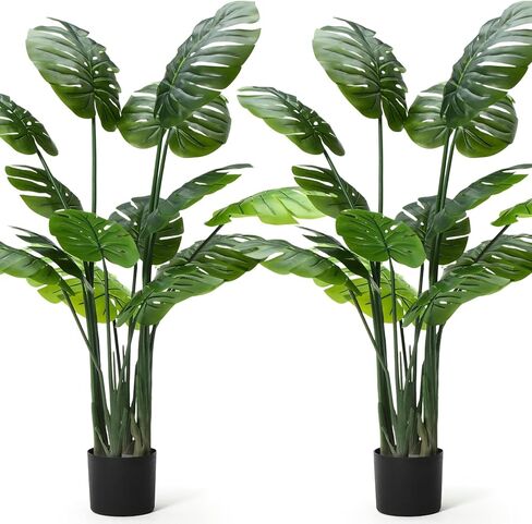 giegxin 2 حزمة 60 '' طويل القامة نبات Monstera Deliciosa الاصطناعي الكبير 5ft فو الجبن السويسري نباتات أرضية وهمية شجرة الحرير الاستوائية مع وعاء للداخلية في الهواء الطلق مكتب منزل غرفة المعيشة ديكور المنزل in Saudi Arabia