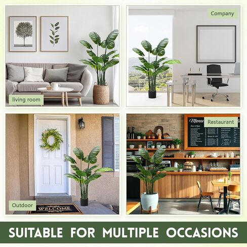 giegxin 2 حزمة 60 '' طويل القامة نبات Monstera Deliciosa الاصطناعي الكبير 5ft فو الجبن السويسري نباتات أرضية وهمية شجرة الحرير الاستوائية مع وعاء للداخلية في الهواء الطلق مكتب منزل غرفة المعيشة ديكور المنزل in Saudi Arabia