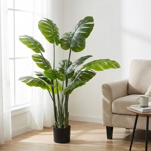 giegxin 2 حزمة 60 '' طويل القامة نبات Monstera Deliciosa الاصطناعي الكبير 5ft فو الجبن السويسري نباتات أرضية وهمية شجرة الحرير الاستوائية مع وعاء للداخلية في الهواء الطلق مكتب منزل غرفة المعيشة ديكور المنزل in Saudi Arabia
