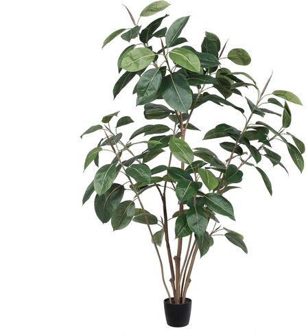 Vickerman Everyday Potted Rubber Tree - 5 Foot Artificial Plant Indoor With132 Leaves - Realistic Green Fake Plant for Home and Office Decor - Maintenance Free - Easy to Clean in Saudi Arabia