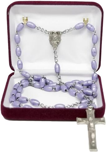 صندوق مسبحة تذكار باللون الأسود مقاس 3.25 × 2.5 × 1 بوصة باللون الأبيض من الداخل - صناديق مجوهرات لتخزين المسبحة هدية فريدة - صندوق مسبحة ديني للنساء والعائلة والأصدقاء in Kuwait